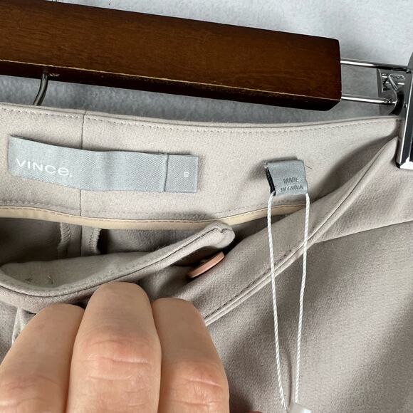 Vince Stretch Ankle Pants Women 10 Ceramic Taupe Front Zip Up Straight Leg - Picture 3 of 12